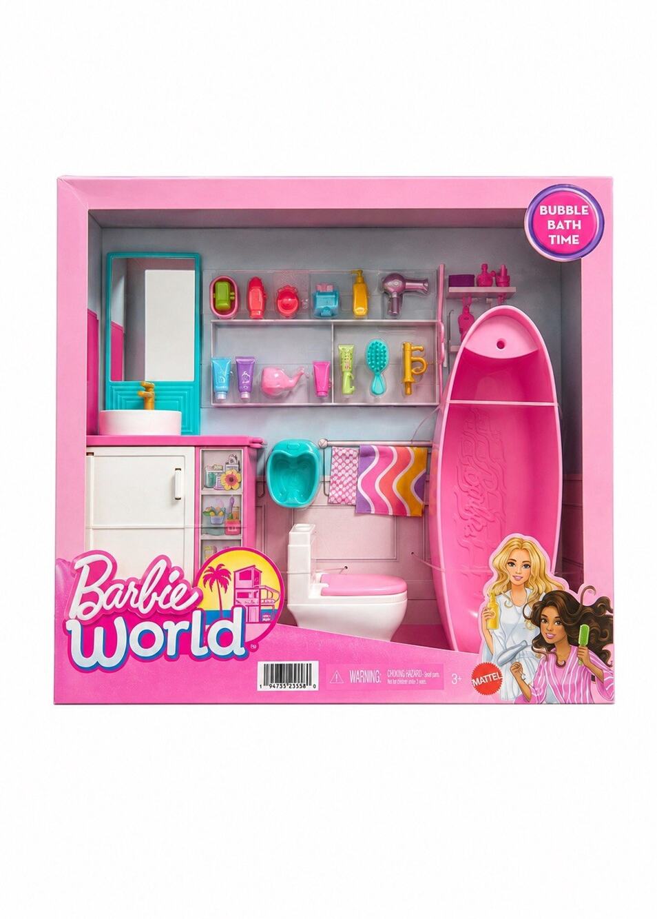 Barbie World Bathtime Playset 19 Accessories New